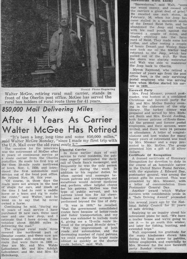 Walter McGee Retirement Newspaper Article
