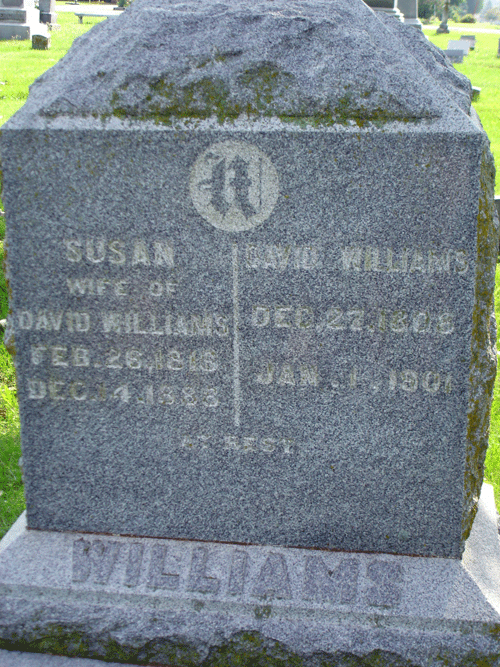 David Williams and Susannah Thompson Headstone