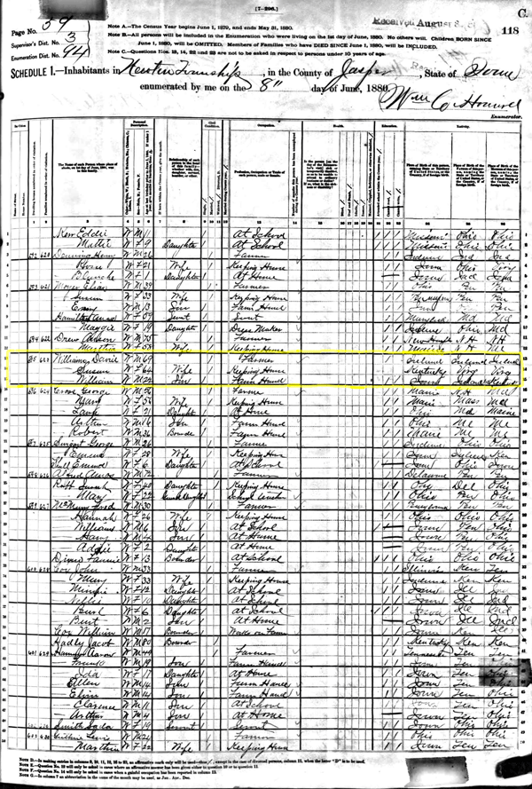 David Williams 1880 Census