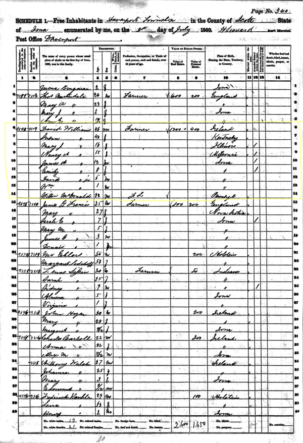David Williams 1860 Census